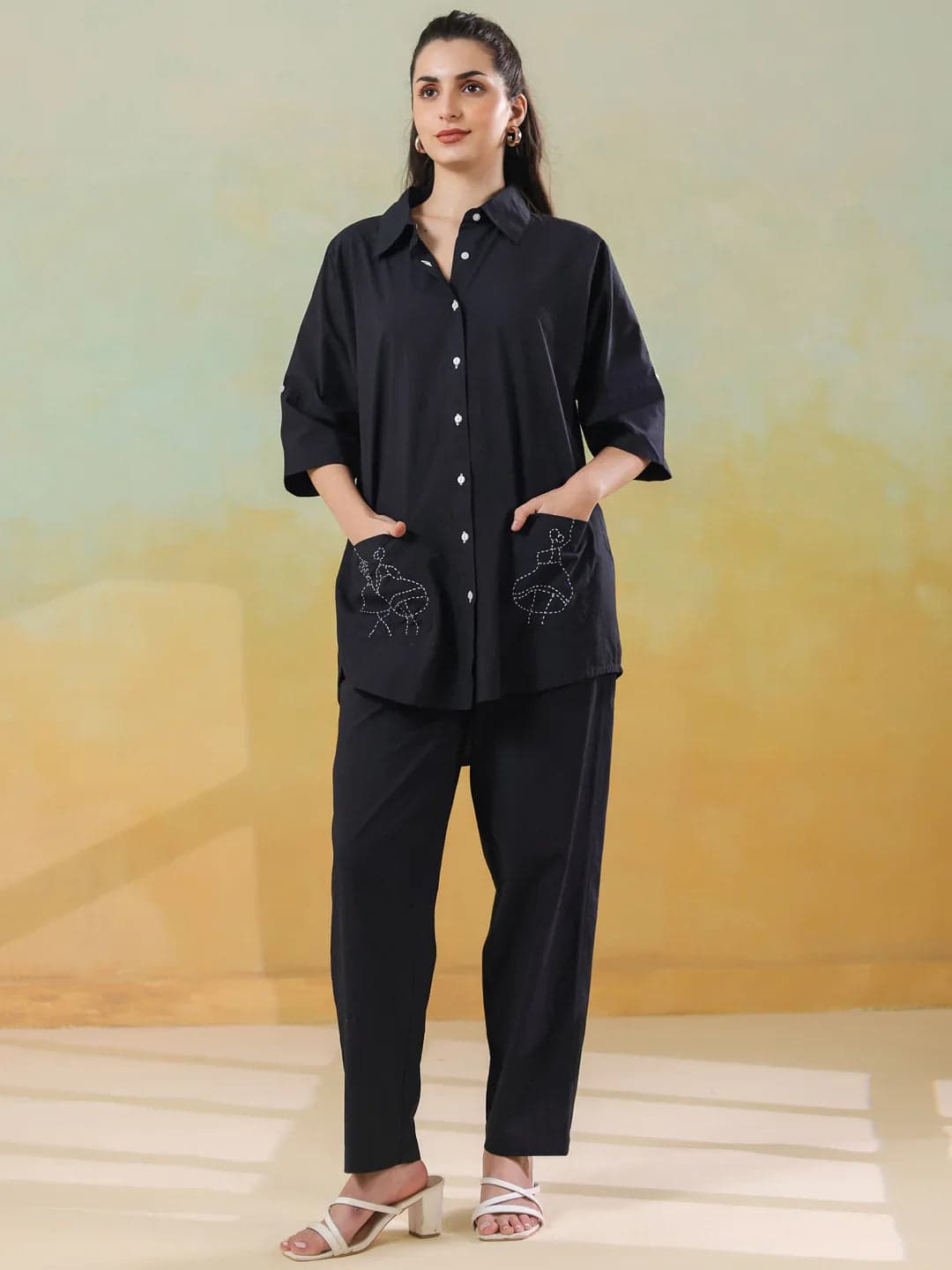 Xerostle Fashion Ink Collar Twin Set