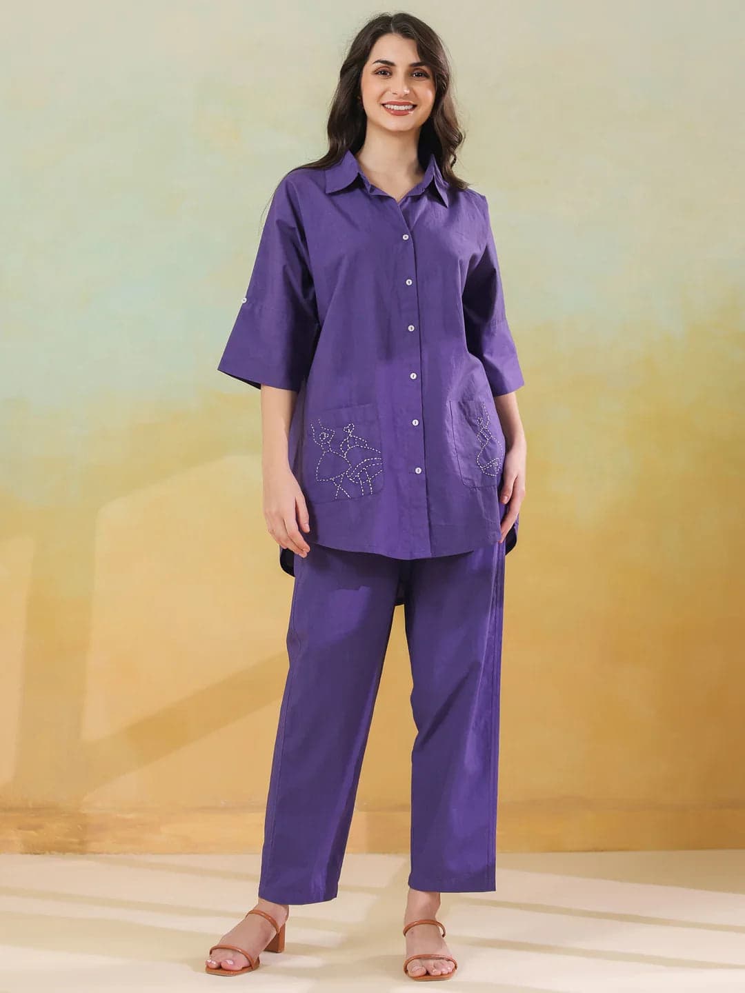 Xerostle Fashion Violet Collar Twin Set