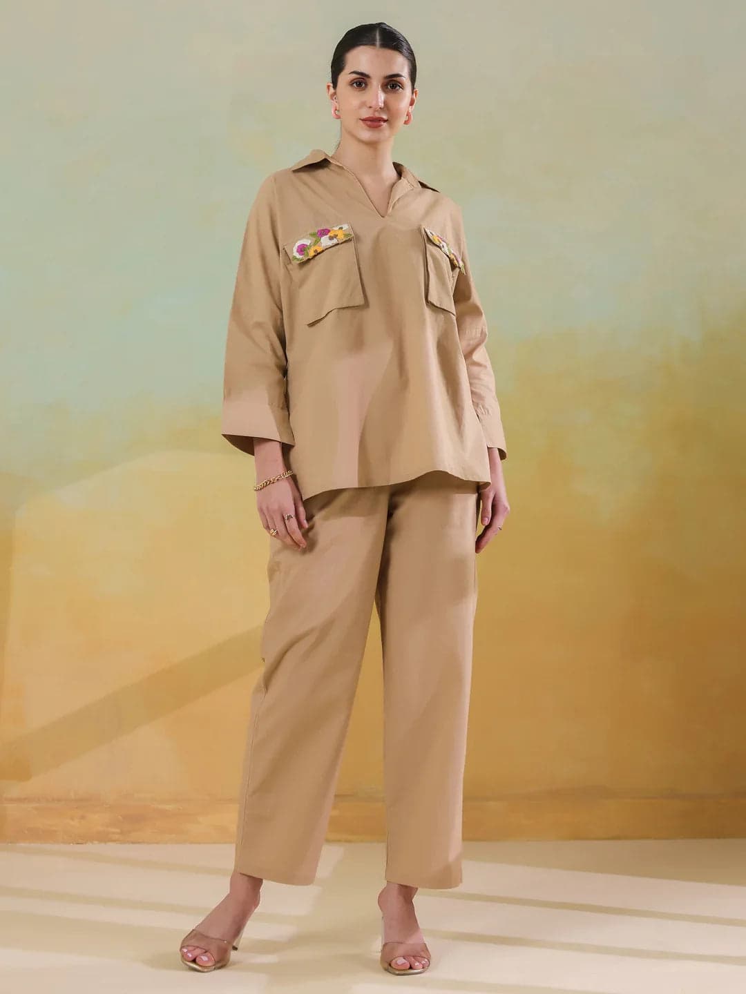 Xerostle Fashion Butter Collar Twin Set