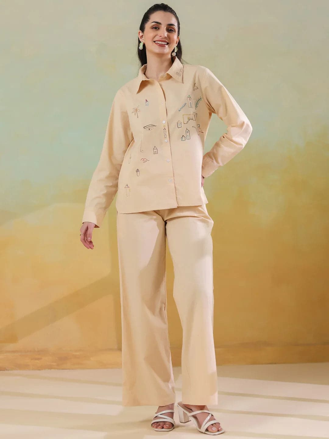Xerostle Fashion Vanilla Collar Twin Set