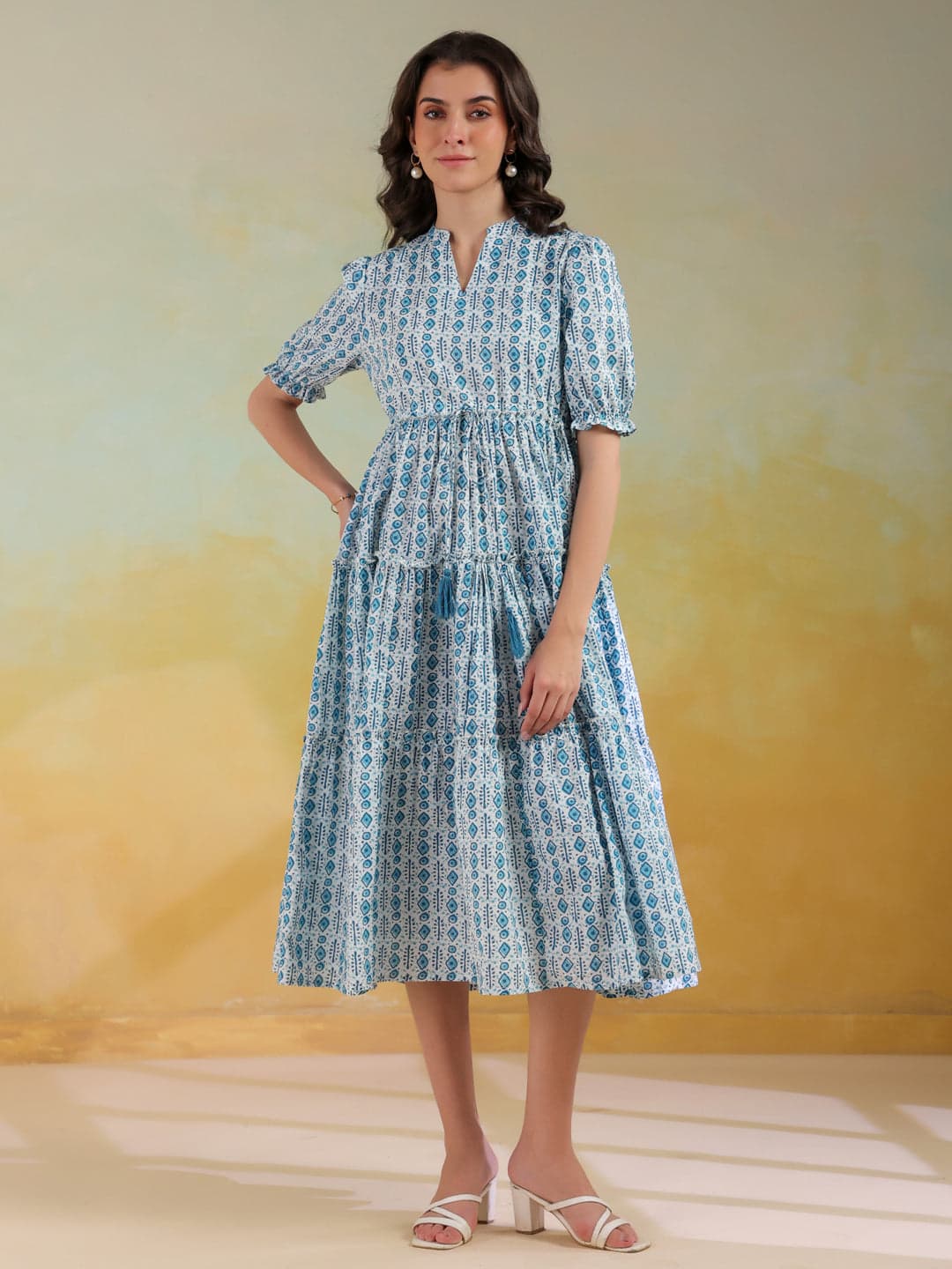 Xerostle Fashion Azure Geometry Soft Dress