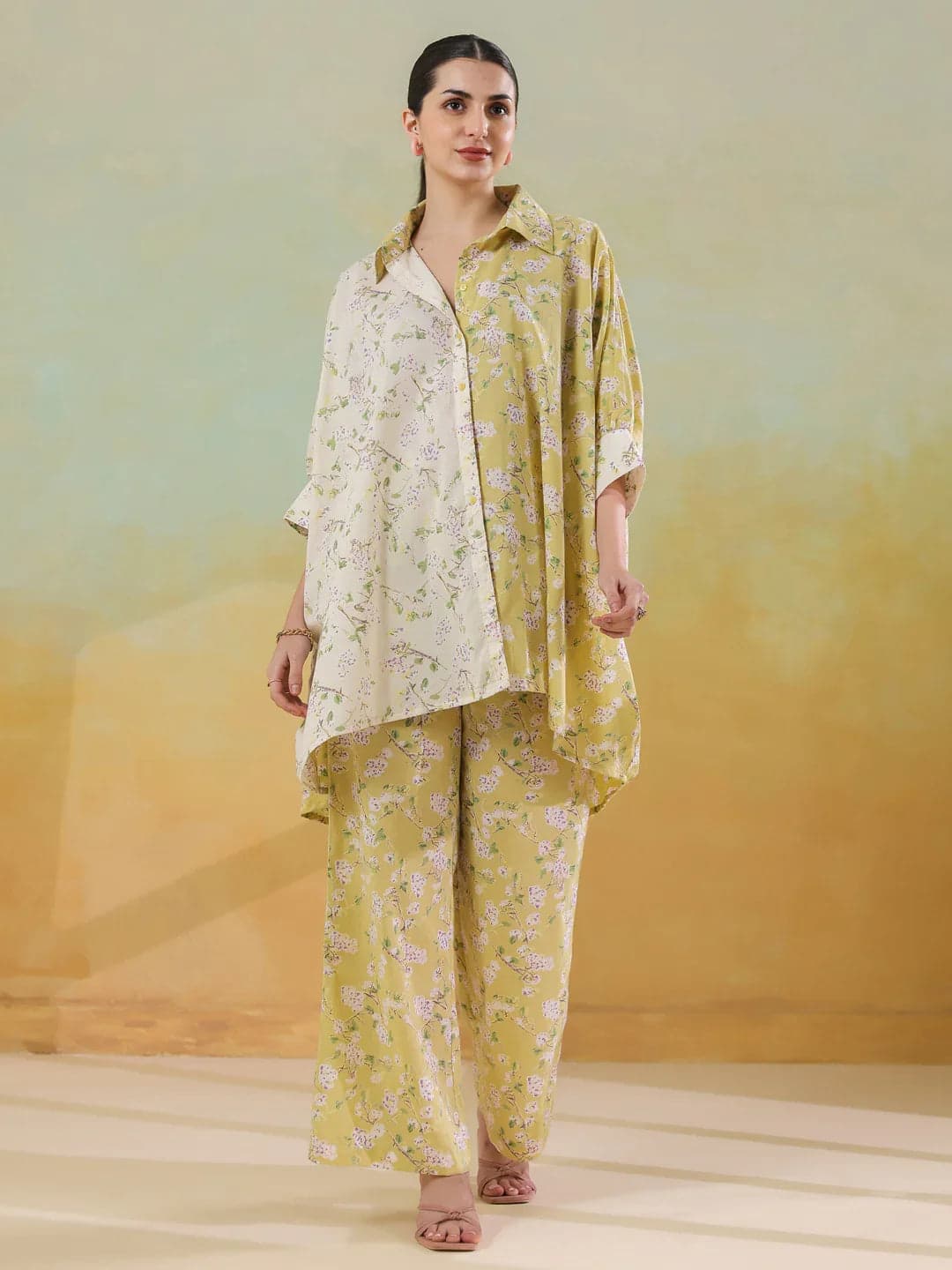 Xerostle Fashion Citrus Collar Twin Set