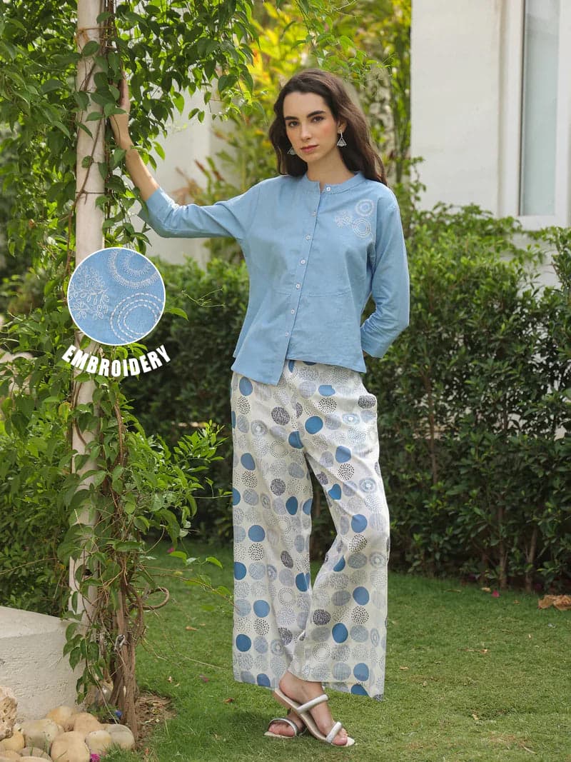 Xerostle Fashion Indigo Mandarin Twin Set