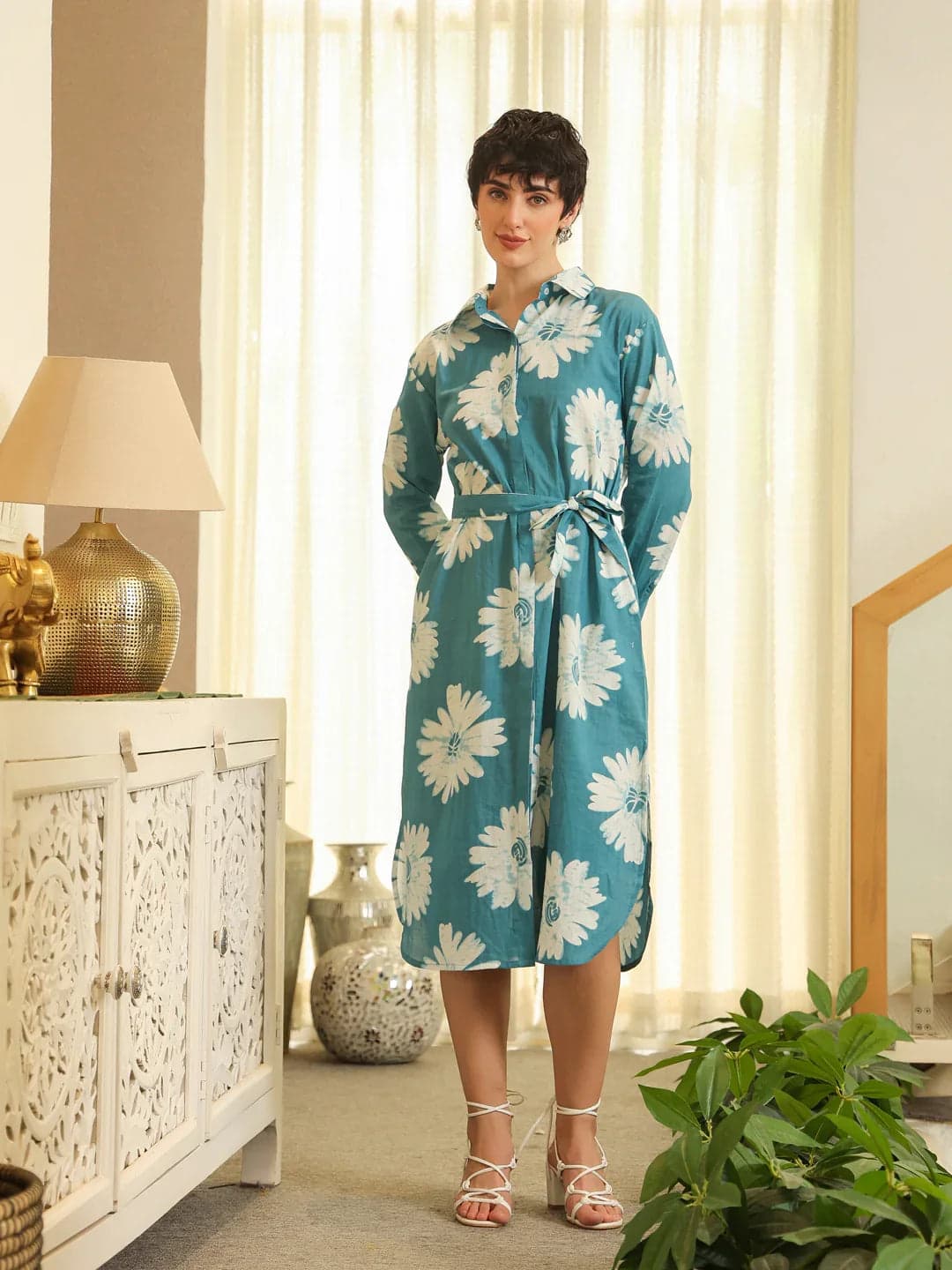 Xerostle Fashion Cobalt Collar Day Dress