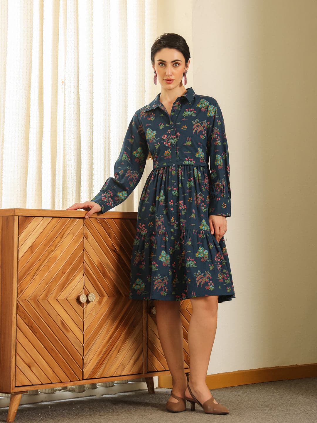 Xerostle Fashion Midnight Print Day Dress