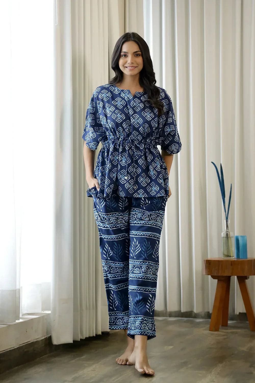 Xerostle Fashion Indigo Motif Kaftan Pair
