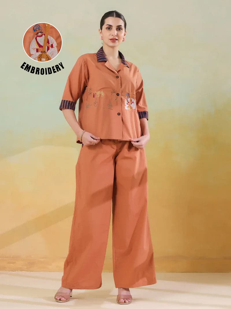Xerostle Fashion Walnut Collar Twin Set