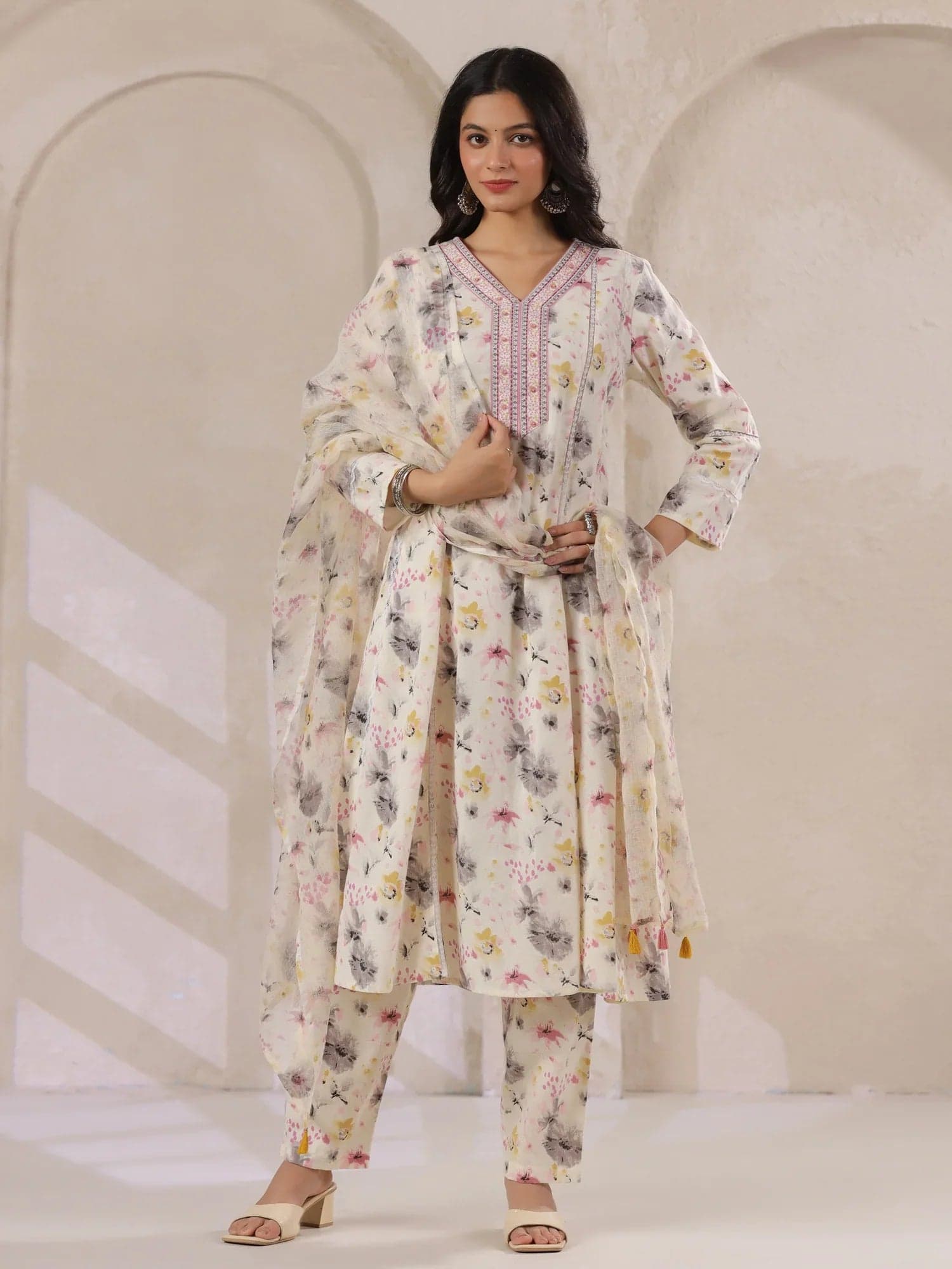 Xerostle Fashion Ivory Anarkali Festival Trio