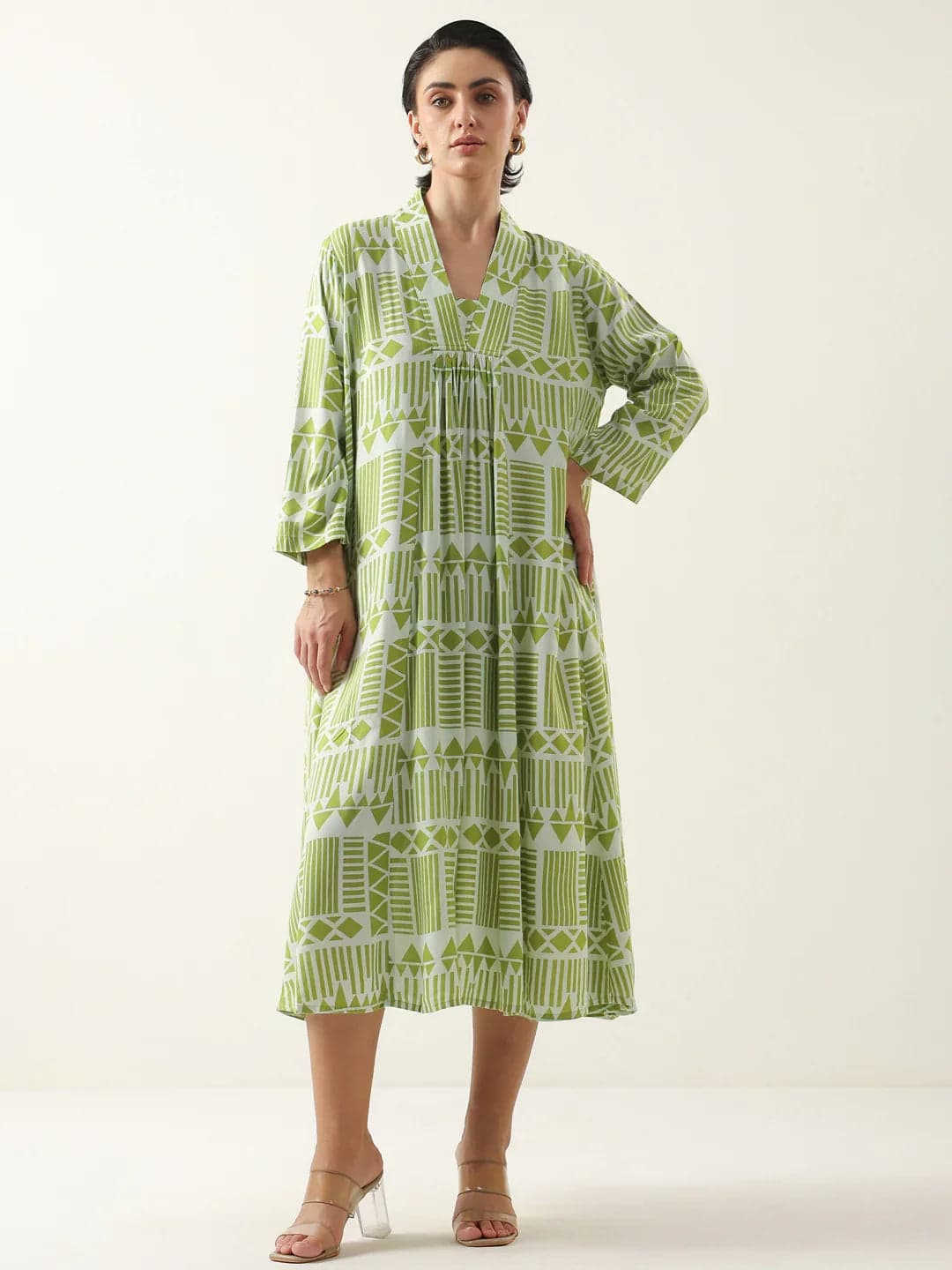 Xerostle Fashion Geo Leaf Day Dress